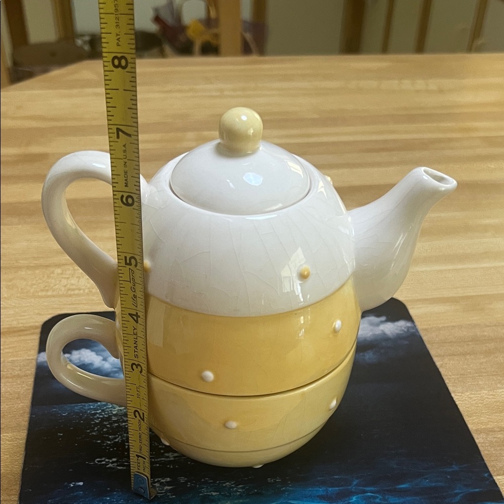#0949+ Pacific Rim Vintage Hand Painted Yellow & Cream Teapot Set - Picture 9 of 13